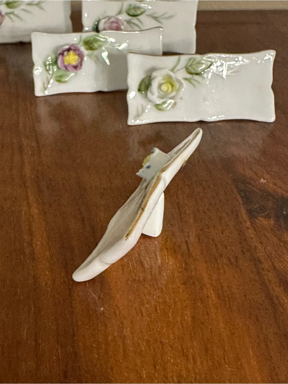 Vintage Porcelain Floral Place Card Holders Set of 8 Roses Wedding Table Decor